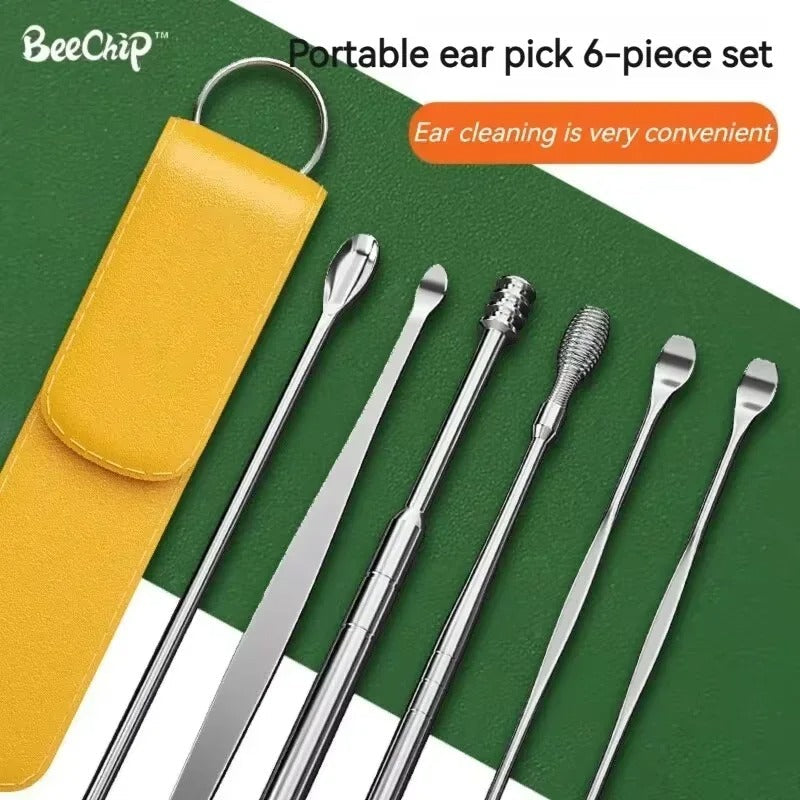 Pack of 2 Ear Cleaning Tool Kit – Portable Ear Wax Remover Set | Stainless Steel Earpick Kit