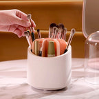 360° Rotating Makeup Brush Organizer – Dustproof Cosmetic Storage Box