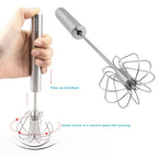 Manual Egg Beater – Stainless Steel Hand Whisk | Semi Automatic Push Whisk for Eggs, Cream & Batter