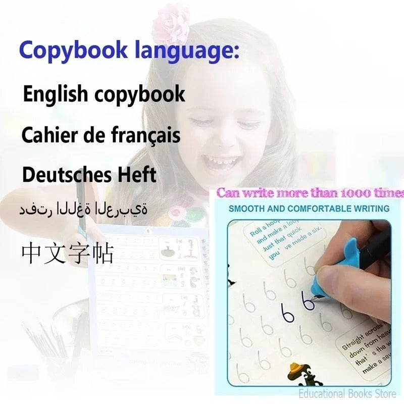 Children Writing Practice Book for Kids – Reusable Magic Copybook Set