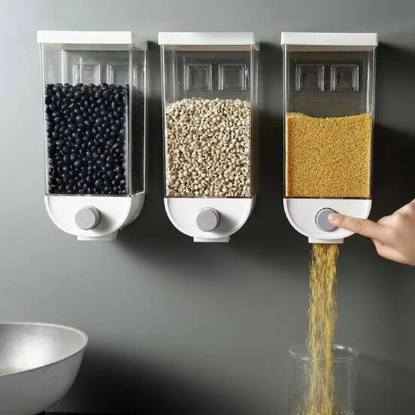 Single Rice Dispenser Bucket – Wall Mounted Grain Storage Container | Airtight Rice & Pulses Dispenser