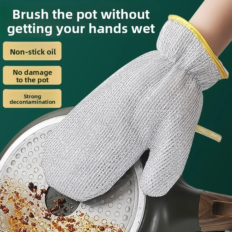 Pack of 2 Steel Wire Cleaning Gloves – Heavy Duty Kitchen Scrubber Gloves | Cut Resistant Dishwashing & Cleaning Gloves