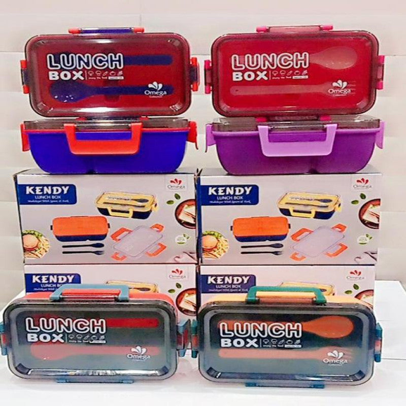 Kendy Lunch Box – Leakproof Lunch Box with Spoon & Fork | Crystal Clear Lid