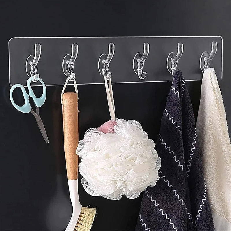 Pack of 2 Crystal Hook Patti – Transparent Wall Hook Strip | Strong Adhesive Multi Hook Hanger