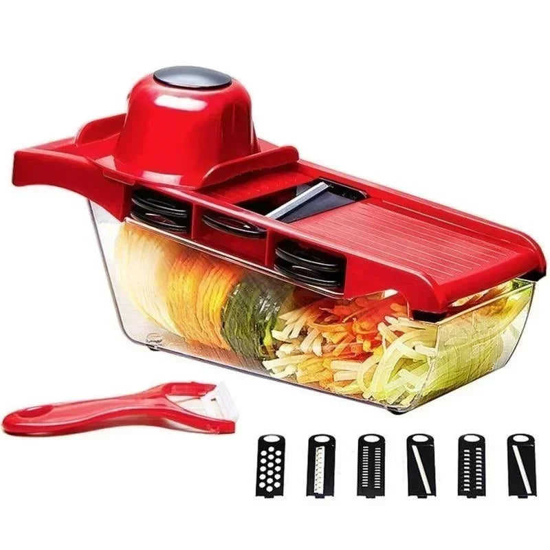 10 in 1 Mandoline Vegetable Chopper & Slicer – Multi Blade Kitchen Cutter with Storage Box