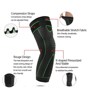 1 Pc Compression Knee Pad with Strap – Full Leg Sleeve Support | Arthritis Pain Relief | Sports Gym Knee