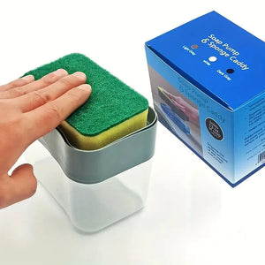 2-in-1 Soap Pump Dispenser with Sponge Holder – Press Type Liquid Soap Box