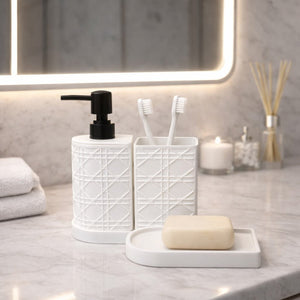 Luxury Bathroom Set – Soap Dispenser + Toothbrush Holder (Pack of 2)