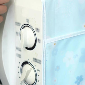 Microwave Oven Cover – Dustproof Kitchen Organizer with Storage Pockets