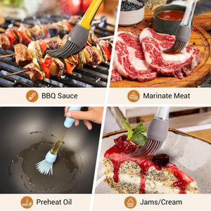 Pack of 2 Oil Push Silicone Brush – BBQ Oil Dispenser Brush for Cooking & Baking