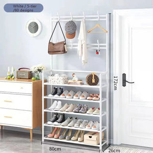 Multi-Functional Dust Proof Shoe Rack with Coat & Hat Stand – Space Saving Organizer with Drawers