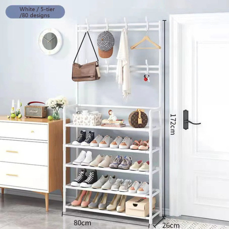 Multi-Functional Dust Proof Shoe Rack with Coat & Hat Stand – Space Saving Organizer with Drawers