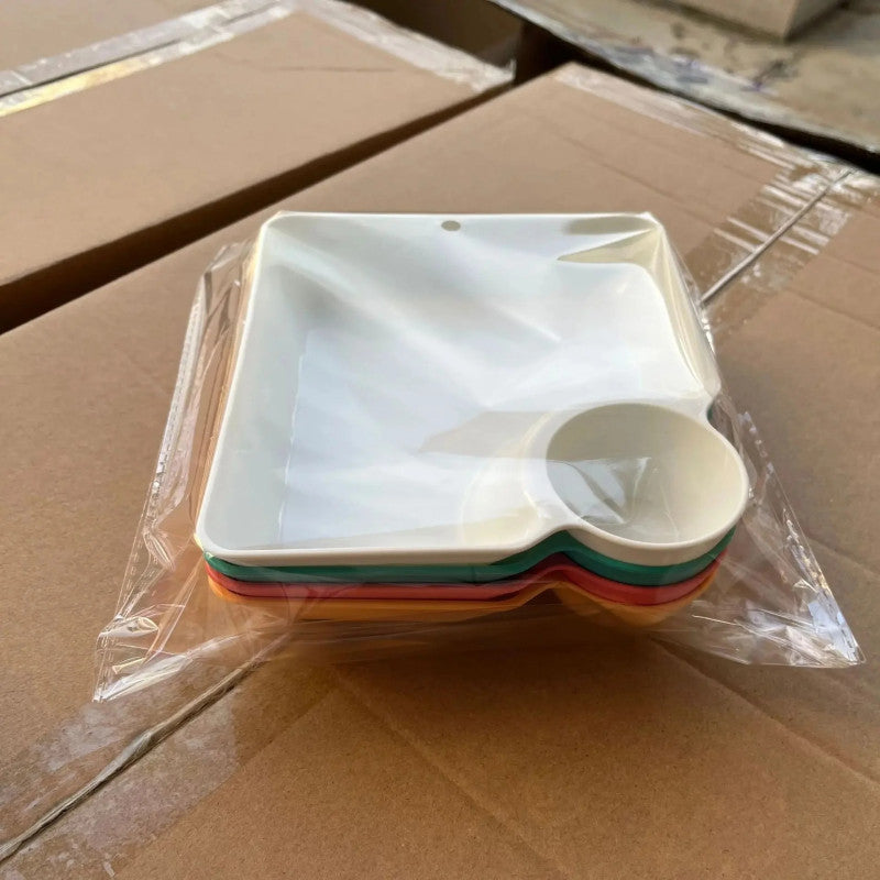 4pcs Dumpling Plate Set with Sauce Holder – Multi-Section Snack & Serving Plates