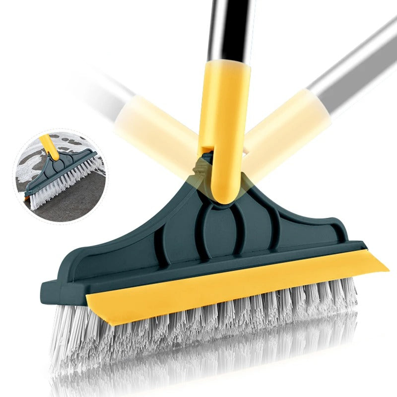 2 in 1 Brush Mop with Squeegee – Floor Scrubber & Water Wiper Cleaning Tool