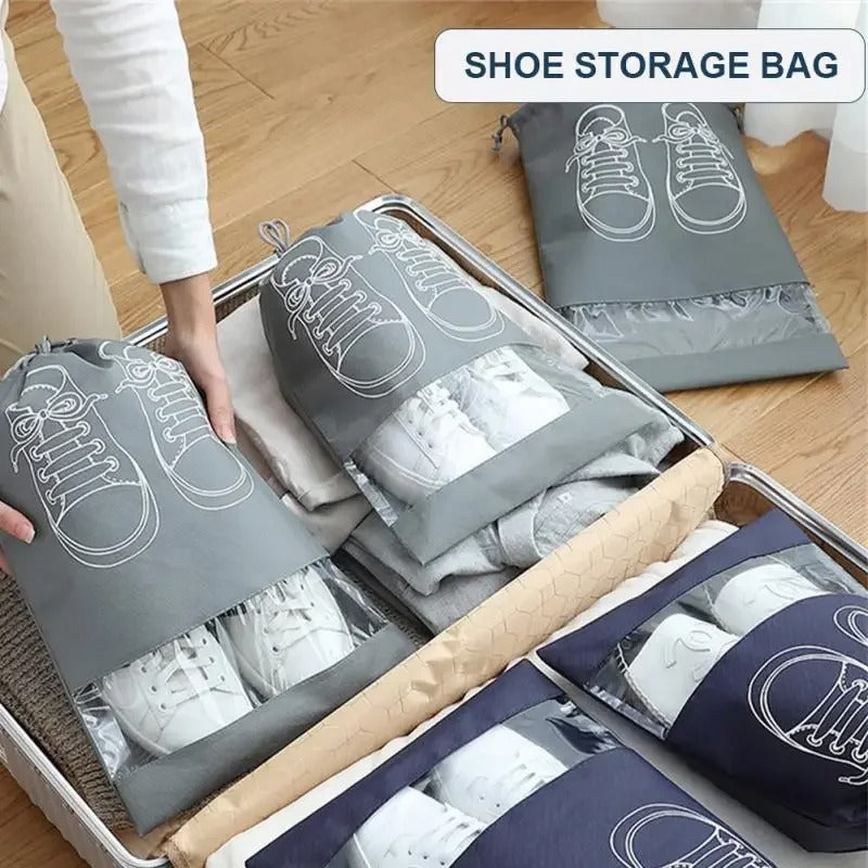 Pack of 3 Non-Printed Shoes Storage Bag – Travel Drawstring Shoe Organizer (Dustproof)