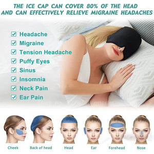 Hot & Cold Therapy Ice Cap – Gel Headache Relief Mask | Migraine Relief & Stress Cooling Cap