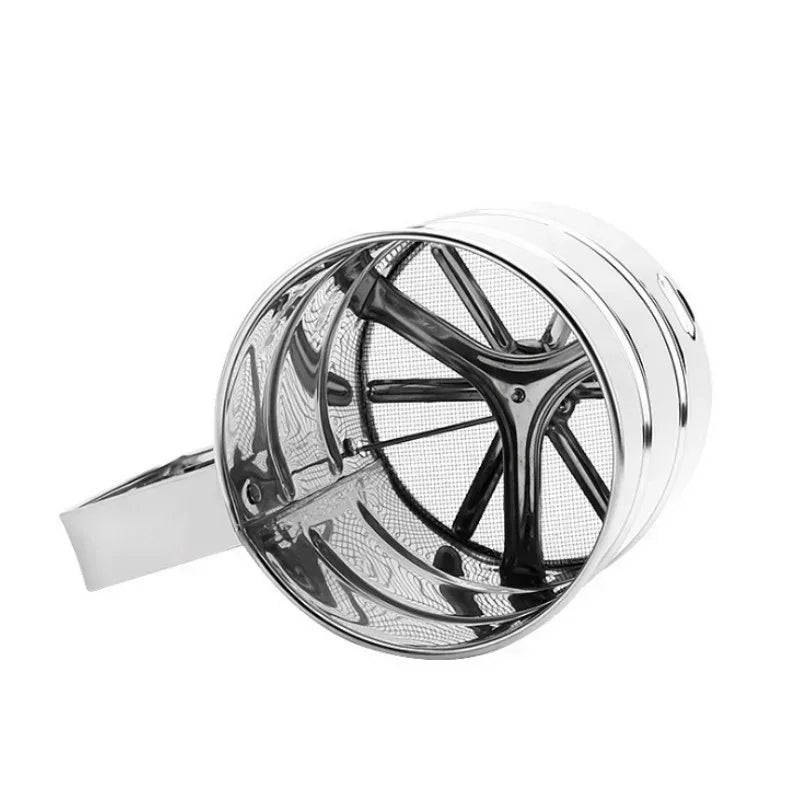 Stainless Steel Flour Sifter – Hand Press Baking Tool | Fine Mesh Atta & Sugar Sieve Cup