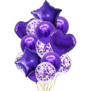 14 Pcs Confetti Decorative Party Balloons Set (Star - Heart)