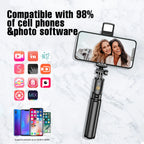 Selfie Stick with Bluetooth Remote & LED Light – Tripod Stand for Mobile (All-in-One)