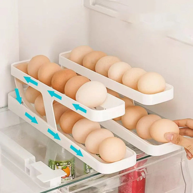 2 Layer Egg Storage Box – Fridge Egg Organizer Tray | Space Saving Egg Holder Container