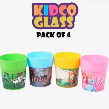 Kidco Glass Set – 4 PCS Kids Cartoon Drinking Cups