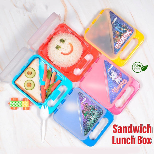 Pack of 2 Sandwich Lunch Box – Kids Triangle Lunch Box BPA-Free with Handle