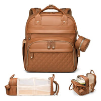 PU Baby Diaper Bag Backpack with Multifunction Diapers Changing Station