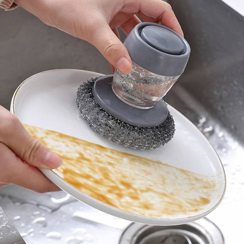 Pack of 2 Automatic Liquid Dispensing Palm Brush – Multi-Purpose Kitchen Cleaning Brush