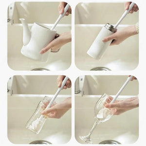 Pack of 2 Glass Cleaning Brush (Big) – 360° Bottle & Cup Cleaner | Long Handle Deep Cleaning Brush with Stand