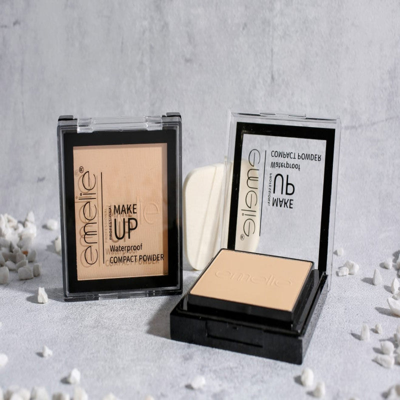 Emelie Makeup Waterproof Compact Powder – Full Matte Coverage Long Lasting Face Powder
