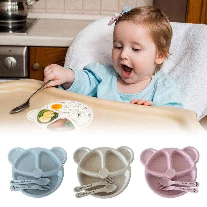 Pack of 3 Panda Shape Kids Plate – 3 Compartment Cartoon Dinner Plate