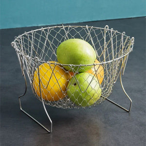 Chef Basket – Stainless Steel Folding Fry & Strainer Basket | Multi Purpose Cooking Basket