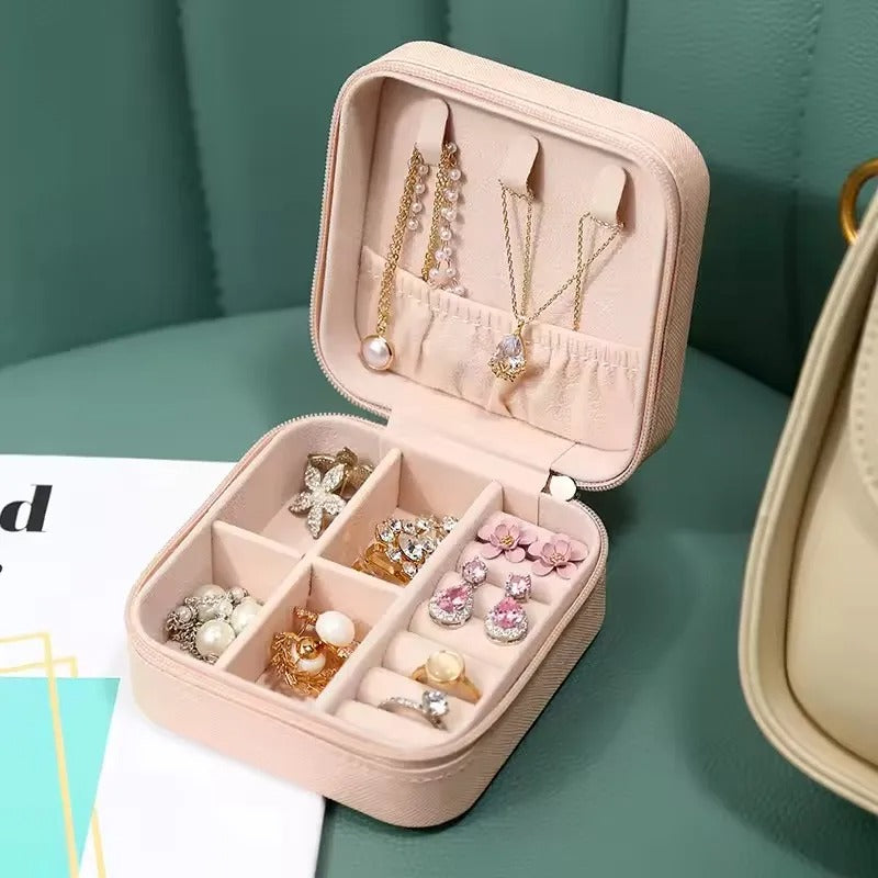 Compact Leather Jewellery Box – Travel Organizer Case with Premium Box Packing