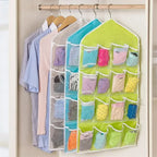 Pack of (2) 16 Pocket Hanging Organizer – Wardrobe Storage for Socks, Underwear & Accessories