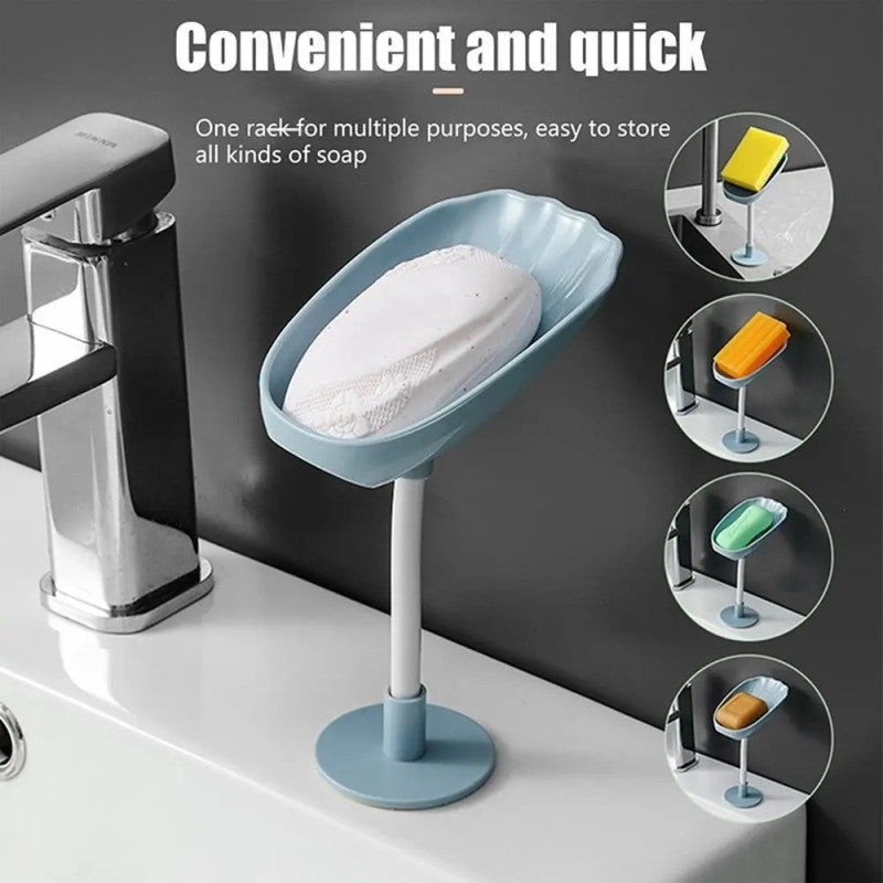 Pack of 2 360° Rotating Soap Holder with Drain – Wall Mounted Self Draining Soap Dish