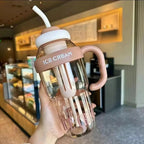 Portable Straw Tumbler – Cute Handle Cup with Straw (Leakproof & Reusable)