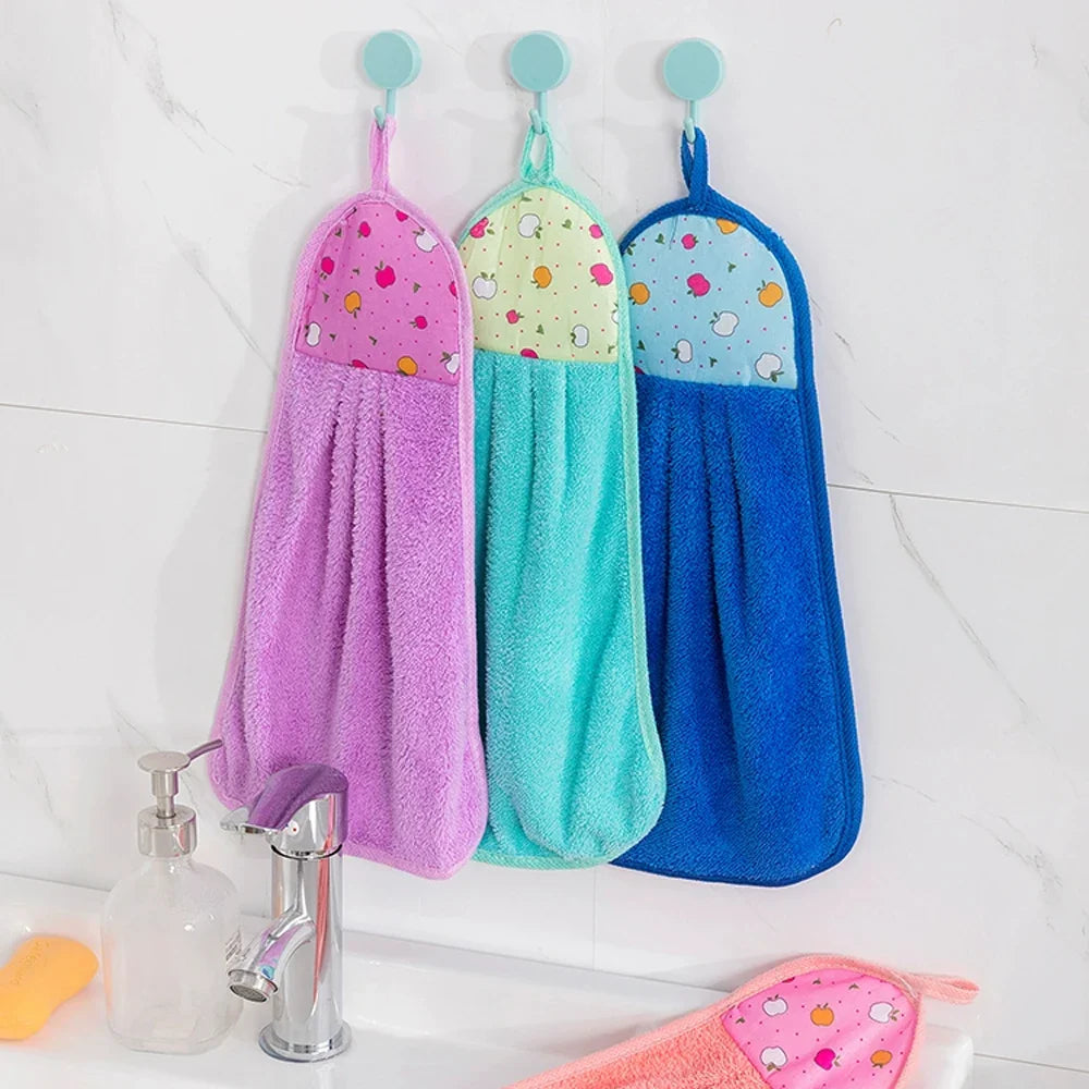 Pack of 3 Kitchen Hanging Towel – Super Absorbent Hand & Dish Towel | Soft Microfiber Hanging Cloth