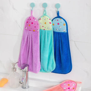 Pack of 3 Kitchen Hanging Towel – Super Absorbent Hand & Dish Towel | Soft Microfiber Hanging Cloth