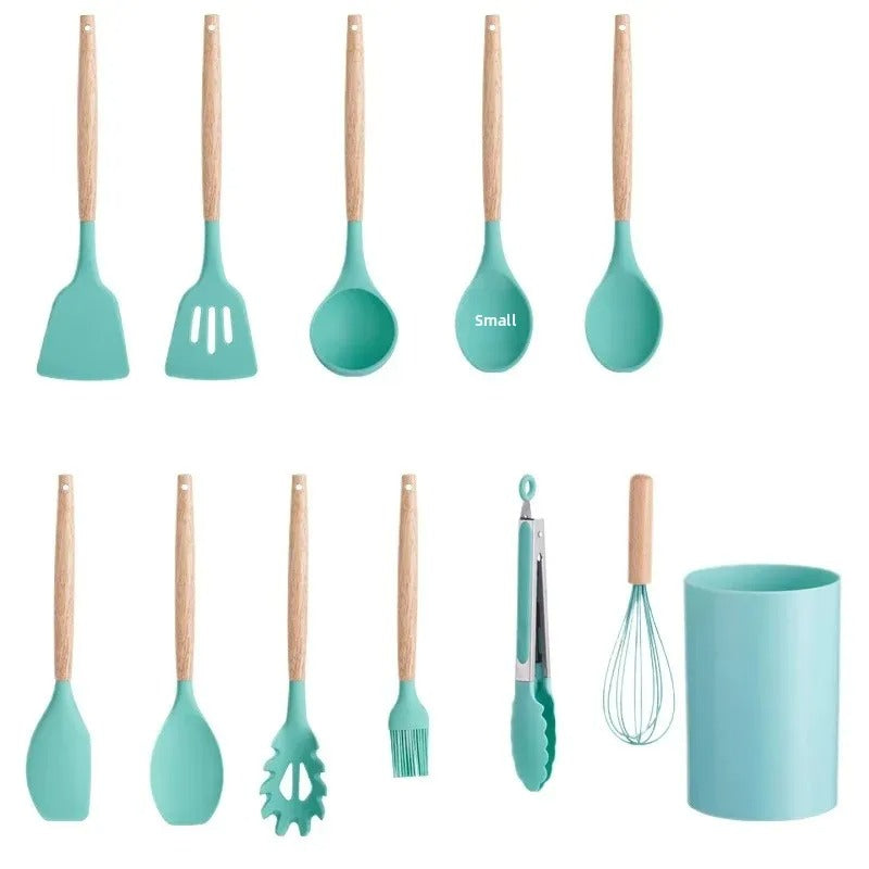 12 Pcs Silicone Kitchen Utensil Set with Holder – Heat Resistant Cooking Spoon Set