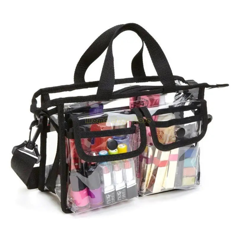 Transparent Cosmetic Bag – Waterproof Makeup Organizer with Shoulder Strap