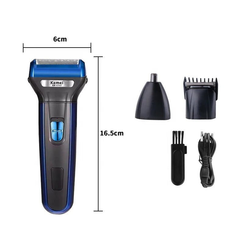 Kemei 3 in 1 Grooming Kit KM-6332 – Hair Clipper, Shaver & Nose Trimmer (Rechargeable)