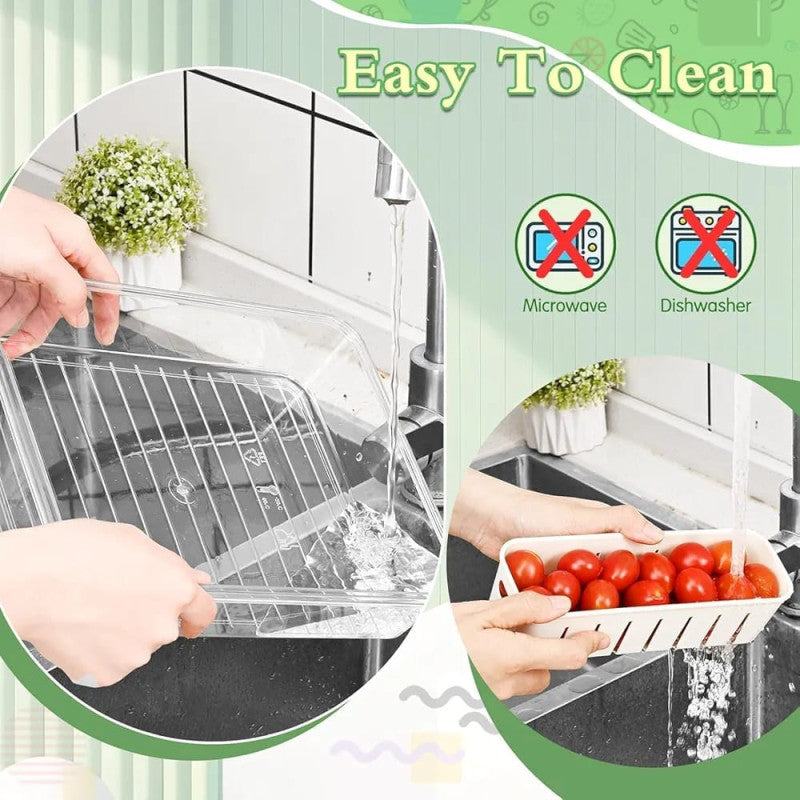 Fresh Keeping Storage Box (Large) – Multi Compartment Fridge Organizer for Fruits & Vegetables