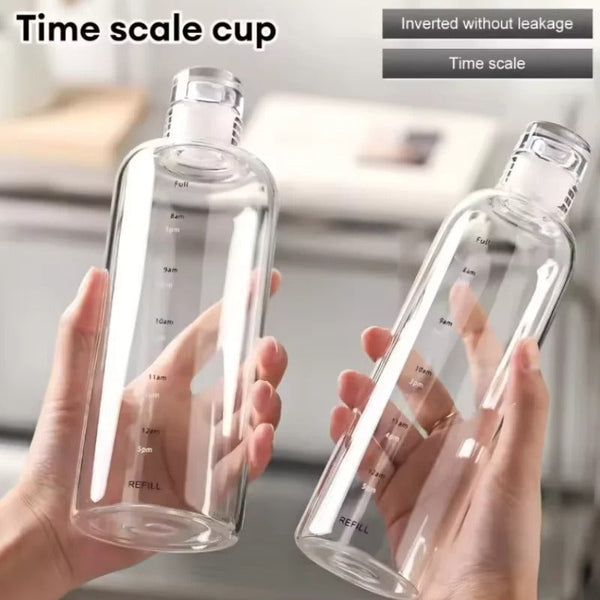 Glass Time Line Water Bottle 500ML – Hydration Tracker Bottle