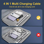 Pack of 2 4-in-1 Multi Charging Cable 65W – Fast Charging USB to Type-C, Lightning & Micro USB