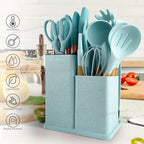 Silicone Spoon Set with Knife Set – Kitchen Utensils Set with Holder