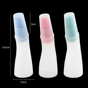 Pack of 2 BBQ Oil Brush Bottle – Silicone Basting Brush with Dispenser