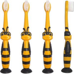 Pack of 2 Bumblebee Kids Toothbrush with Suction Cup – Soft Bristles Cartoon Brush for Children