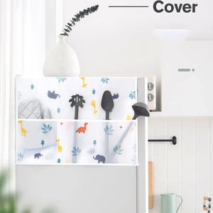 Fridge Cover with Storage Pockets – Dustproof Refrigerator Top Organizer