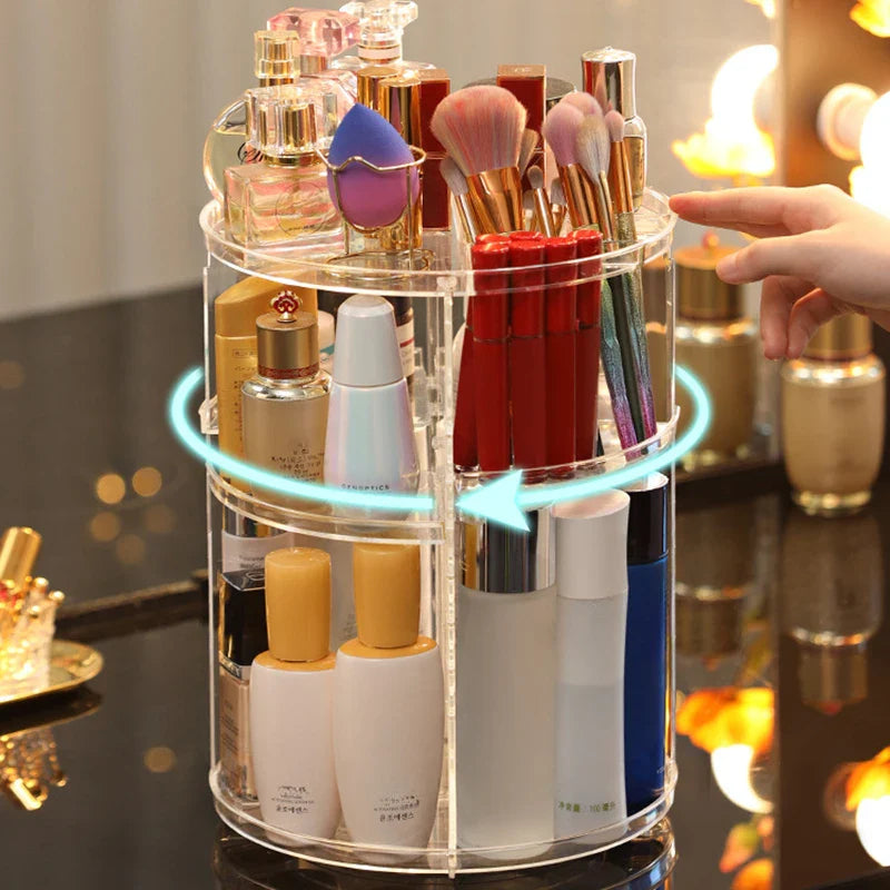 Diamond Cut Makeup Organizer (10 Inch) – 360° Rotating Cosmetic Storage Box