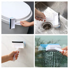 Pack of 2 Foam Glass Wiper with Handle – Window Cleaning Squeegee & Scrubber (2 in 1)